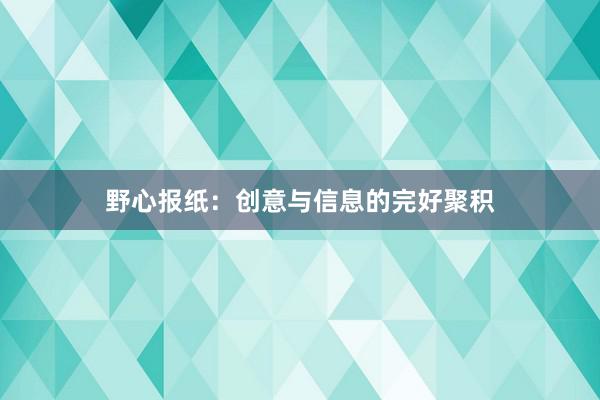 野心报纸：创意与信息的完好聚积